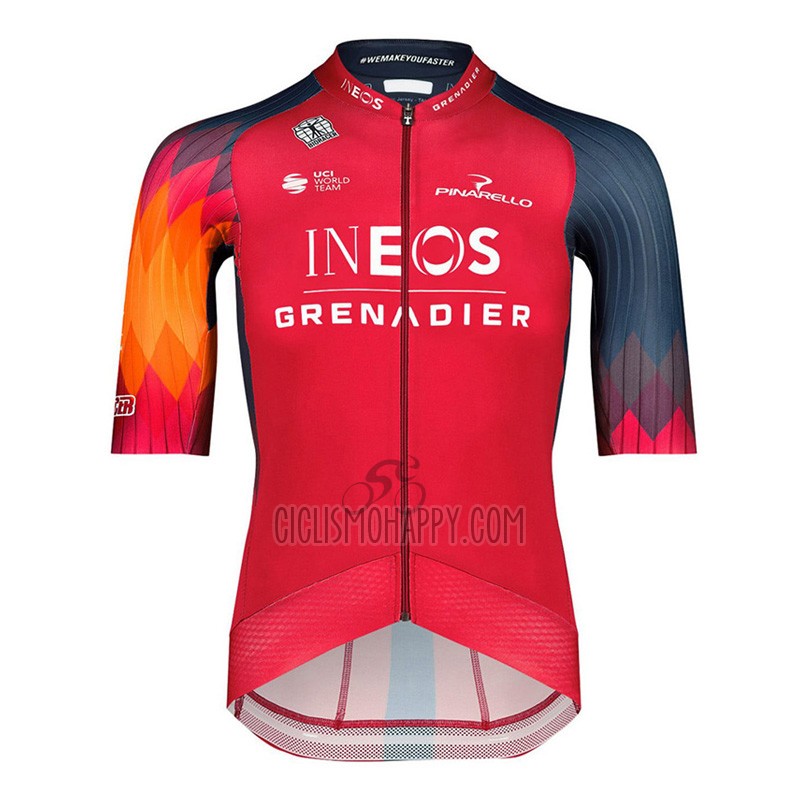 INEOS Grenadiers Cycling Jersey Bib Short 2023 Short Sleeve Red
